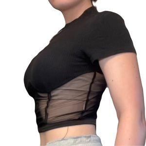 Set of two black cropped T-shirts